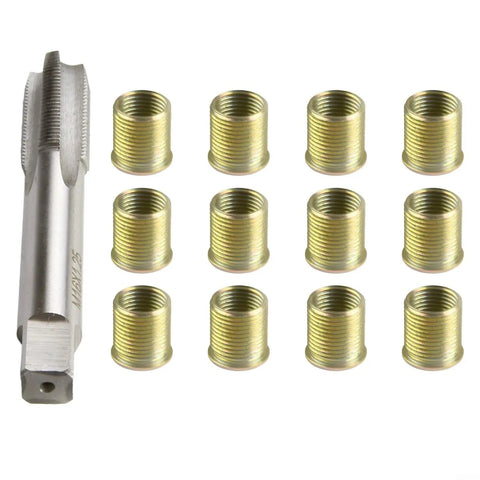 Pro Grade Thread Repair Tool Kit With 25 M14x1.25 Inserts And M16x1.25 Tap, Stainless Steel And High Speed Steel Bits