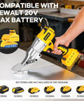 Cordless 20V Max Metal Shears, Heavy Duty Brushless Cutter For Stainless Steel and Iron, shown cutting metal sheet