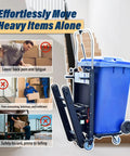 Top Notch Electric Stair Climber Hand Truck With 300kg Capacity And Powerful 850W Motor next to a blue trash bin, designed for heavy lifting.
