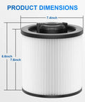 2 Pack Cartridge Filter Replacement For 6-16 Gallon Wet Dry Vacs Fits DXV06P Through DXV16P Shop Vacs, showing dimensions.