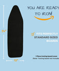 Ironing Board Cover And Pad For Standard 15 Inch By 54 Inch Heavy Duty Cotton Padding Extra Thick 4 Layer Heat Reflective And No Slip Black