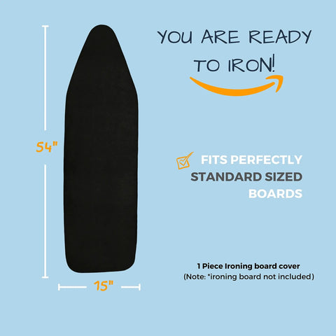 Ironing Board Cover And Pad For Standard 15 Inch By 54 Inch Heavy Duty Cotton Padding Extra Thick 4 Layer Heat Reflective And No Slip Black