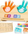 Image of Straight Up Toddler Math Learning Kit With Solid Wooden Number Blocks, hand shapes, flashcards, and tracing board.
