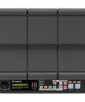 Top view of DTX Multi Pad 12 Electronic Drum Pad with black pads and control panel
