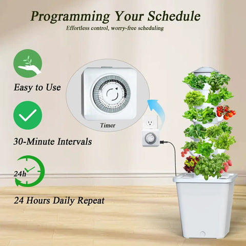 Dope Space Saving Indoor Hydroponic Tower Garden For Up To 30 Herbs And Veggies With Self Watering Pump and timer display