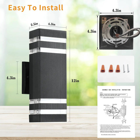 Square LED Up And Down Outdoor Wall Light 14W IP65 Waterproof Exterior Lamp Aluminum Warm White 3000K 1100LM easy installation