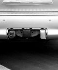 SUV rear with 2 Inch Trailer Hitch Cover Plug With Metal American Black Flag Universal Fit For Any 2 Inch Hitch Receiver installed