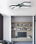 Black Square LED Ceiling Light Flush Mount for Dining Room Living Room Kitchen, 33.07 Inch Geometric Modern Fixture
