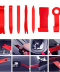 Red plastic car trim removal tools from magnetic flexible claw grabber pickup tool with LED light for cars 24 inch reach kit