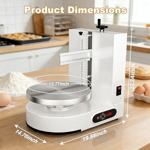 Commercial Cake Icing Machine With Smart LCD Panel, 36cm Turntable, Adjustable Scrapers in kitchen setting