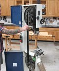 Man using 46 Inch Aluminum Precision Straight Edge for CNC and shop use, ultra accurate and lightweight at 1.75 lb, in workshop