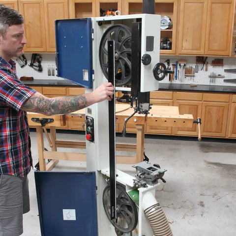 Man using 46 Inch Aluminum Precision Straight Edge for CNC and shop use, ultra accurate and lightweight at 1.75 lb, in workshop