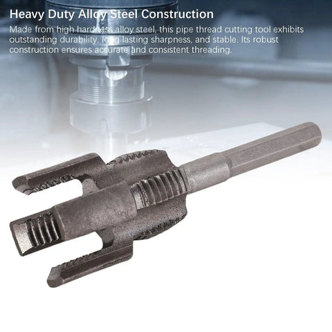 HaloVerde 1/2 Inch Pipe Threader Tool For Cleaning Clogged Threads, Alloy Steel Thread Cutting Die shown in close-up.