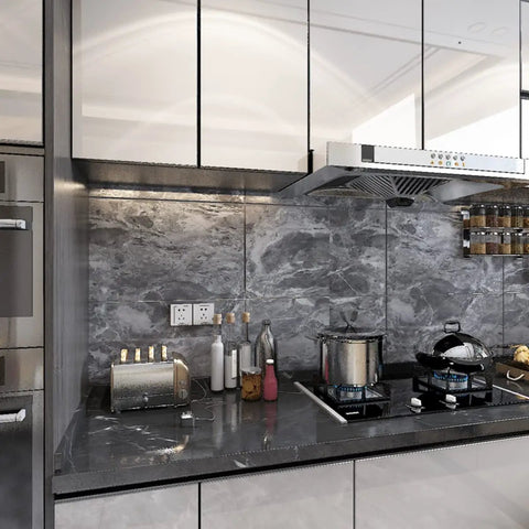 Gray Marble Look Contact Paper Peel And Stick Countertop Wrap for kitchen with matte finish