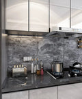 Grey Marble Peel And Stick Wallpaper Matte Thickened Waterproof And Oil Resistant Adhesive Countertop Vinyl Paper For Kitchen DIY Backsplash Bathroom TV Backdrop Easy Peel And Stick Install 32x315 Inch on kitchen backsplash