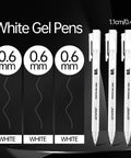 Bold White Gel Pens 0.6mm Fine Point 3 Pack For Artists Sketching And Crafters Opaque White Ink That Pops On Black Paper Quick Dry