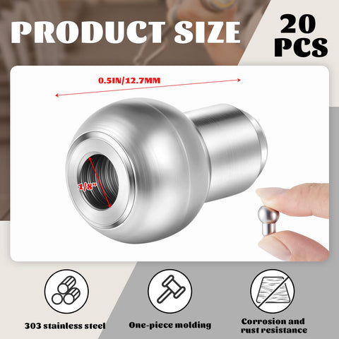 20 Piece Single Shank Ball Set Stainless Steel Swage Fittings For Cable And Wire Rope In Gym Setup One Eighth Inch 303 shown