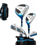 X-Lite Junior Golf Club Set For Kids Right Handed With Driver Hybrid 7 Iron Putter Stand Bag And Headcovers In Blue