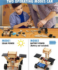 Kids assembling 5 In 1 STEM Car Kit For Kids Ages 8 12 Wood Building Set With Wind Power Solar Balance Gear And Remote Control Cars