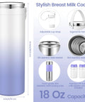 Reliable Portable Breath Milk Cooler Tote With Hella Tough Chiller Cores And Smooth Leak Resistant Closure For Nursing Moms On Commutes Or Easy Road Trips, 18 oz, 12 inch tall, stainless steel.