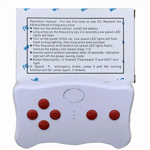 White 2.4G Bluetooth remote control for 24V Kid Ride On Car Wiring Kit With 2 4G Bluetooth Remote Control And Switch DIY Power Wheel Upgrade Accessory For Baby Electric Toys Self Made 24V Drive System Enhancement Easy Install For Weekend DIYers, showing instruction manual