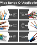 Image showing various cables: Twisted Pair, Optical Fiber, Power Cable, Soft Copper Core Wire, Aluminum Wire, and Sheathed Cable for applications.