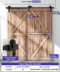Smooth Riding Single Track Bypass Sliding Barn Door Hardware Kit For Two Doors Covers Five Feet Of Wall Space, showing installation dimensions.