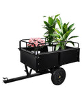 Heavy Duty 750Lb Dump Cart With Hand Pull And Foot Pedal, Steel Garden Wagon loaded with potted plants