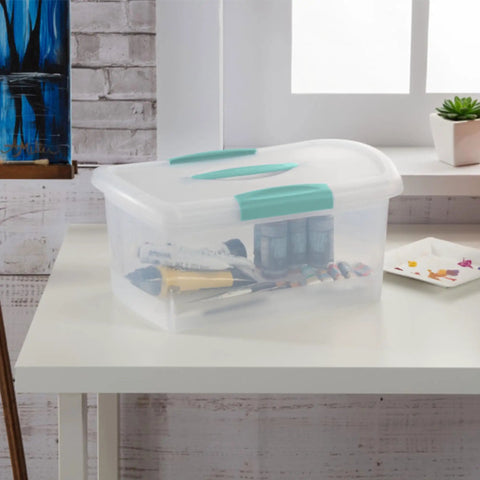 Solid Medium Nesting Storage Bins With Easy Snap Latching Lids And Beefy Handles, Slick Stackable Plastic Totes For Straight Up Home Organization And Tidy Space Fix 30 Pack