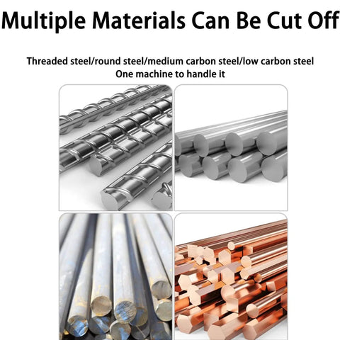 Multiple materials including threaded and round steel bars suitable for use with USZWBY Electric Hydraulic Rebar Cutter For Steel Bars 4-22mm.