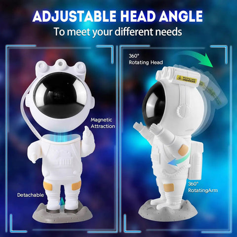 Astronaut model with adjustable arms and rotating head for Starry Nebula Projector Night Light With Remote And Timer For Ceiling And Wall Projection 17 Modes Create Chill Bedroom Vibes Relaxing Mood Perfect Gift For Kids And Adults.