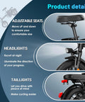 Foldable 14 Inch Electric City Bike For Adults With Removable 48V 10Ah Battery, close-up adjustable seat and lights