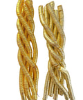 Top Shelf 14K Gold Plated Brass Heishi Spacer Beads For Jewelry Makers With Straight Up Solid Flat Round Coin Discs Stringing Supply And Real Deal DIY Craft Bulk Starter Pack For Bracelets - twisted strands of brass beads
