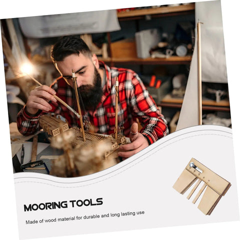 Person assembling ship model using Wooden Mooring Tool For Sailing Model Ships Lightweight Chic DIY Ship Kit Accessory With Scale Display