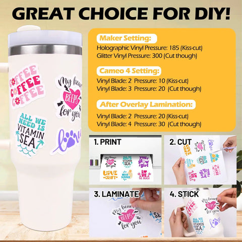 DIY process using Matte Laminating Sheets For Inkjet Printable Vinyl Sticker Paper And Transfers Clear Contact Paper For Scrapbooking And Photo Projects 8.26 By 11.69 Inches A4 Pack Of 56 Sheets.
