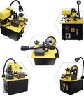 Beefy Automatic Circular Saw Blade Sharpener Packing A Heavy 250W Motor And Lightning Fast 4000 RPM Grinding Power For Thin Welded And Carbide Steel Cutters Across A Sixty To Three Fifty Millimeter Span, shown from multiple angles.