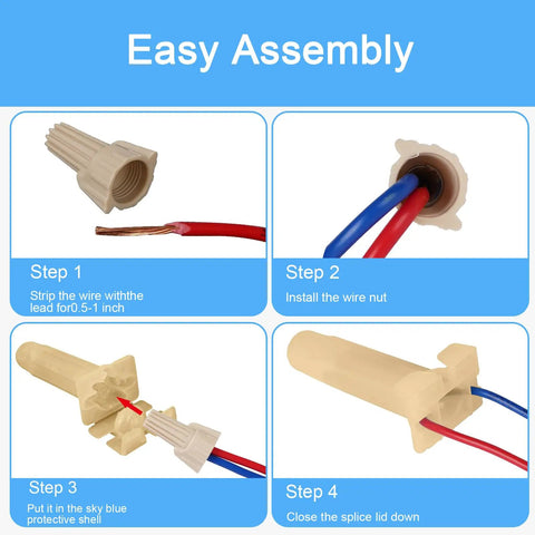 30 Pack Waterproof Direct Burial Wire Cable Splice Kit 22AWG To 10AWG Outdoor Electrical Wire Nuts installation steps