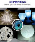 Crystal Clear PLA Filament 1.75Mm 1Kg Spool for 3D Printing shown with art decorations and toys.
