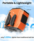 Rechargeable Portable Personal Waist Fan With 10000mAh Battery, 5 Speeds, compact orange design, lightweight and portable