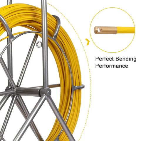 Fiberglass Fish Tape 6Mm 425ft Duct Rodder Cable Puller with reel showing perfect bending performance