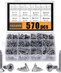 570Pcs Self Tapping Screws Assortment Kit M3 M4 M5 M6 304 Stainless Steel with round and flat heads in organizer box