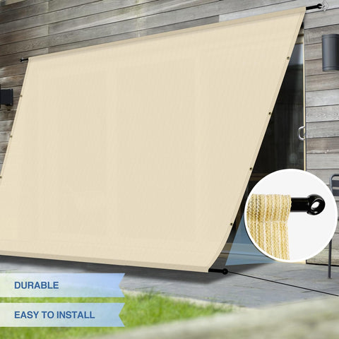 12x12 Ft Pergola Shade Canopy Cover With Grommets And Weighted Rods UV Blocking Durable HDPE Fabric installed on patio