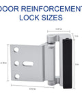 Image of Two Pack Front Door Reinforcement Lock Kit With Upgraded Latch That Withstands 800 Pounds Of Force, showing dimensions.