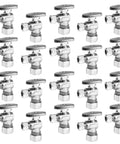 Angle Stop Valve One Quarter Turn Water Shut Off Valve, Twenty Pack, lead-free brass chrome finish, 5/8 inch to 1/2 inch compression