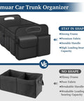 Collapsible Trunk Organizer With Big Capacity Waterproof Car Organizer For SUV Jeep Or Sedan, showing strong and weak design comparison