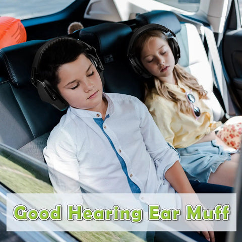Kids wearing 3 Pack Kids Noise Reduction Headphones For Ear Protection Earmuffs 27dB Foldable Lightweight Comfort in car