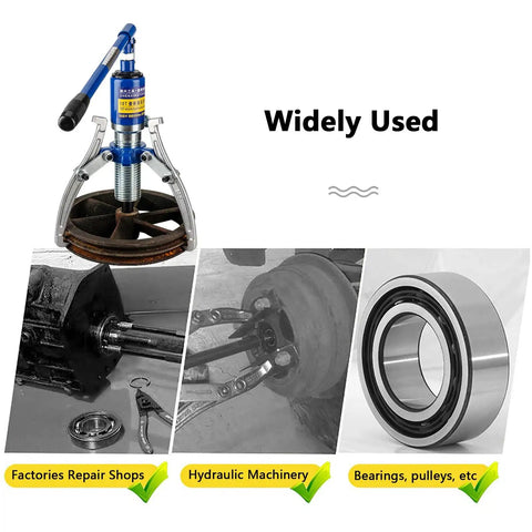 Hydraulic Gear Puller Set With 2/3 Jaw Bearing Puller Kit demonstrating pulling applications on axles and pulleys.