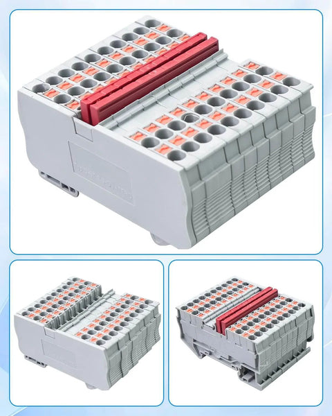 Twin Spring Din Rail Terminal Block Kit With Push In Screwless Wires 2x2 Pole Block Easy Clamp Wiring System