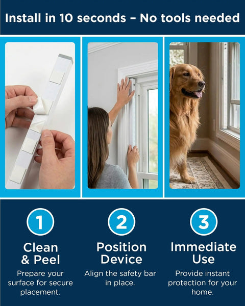 Steps to install Adjustable Window Security Bar And Sliding Door Lock For Home And Apartment, Easy Install, Patio Protection.