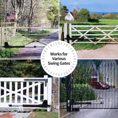 Heavy Duty Single Swing Gate Opener With 24V DC Motor, AC Powered Driveway Gate Operator Up To 18 Feet on various gates